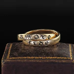 Vintage Estate 14K Yellow Gold Amore Fide Intertwined Band Rolling Ring