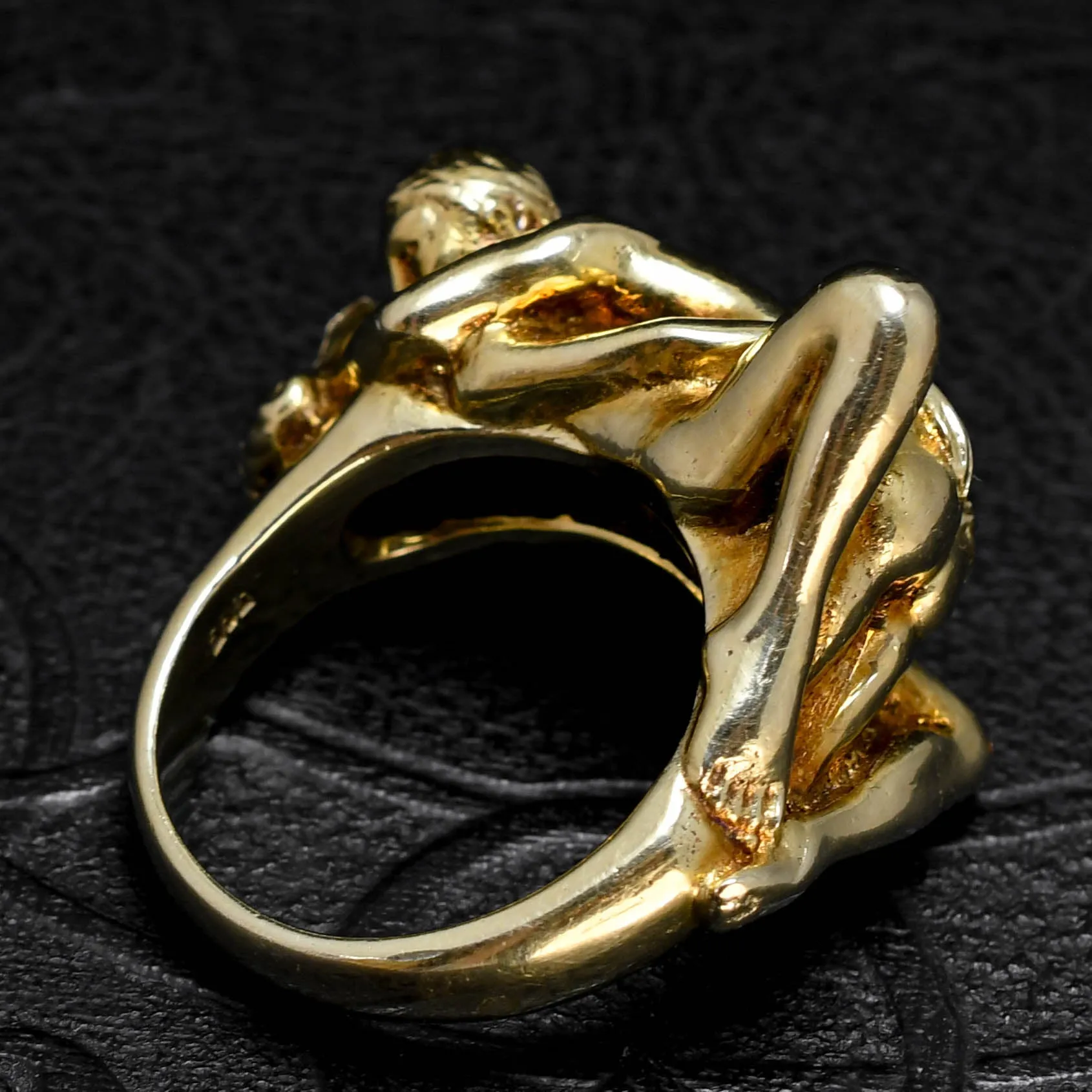 Vintage French 14k Gold Erotic Lovers Ring