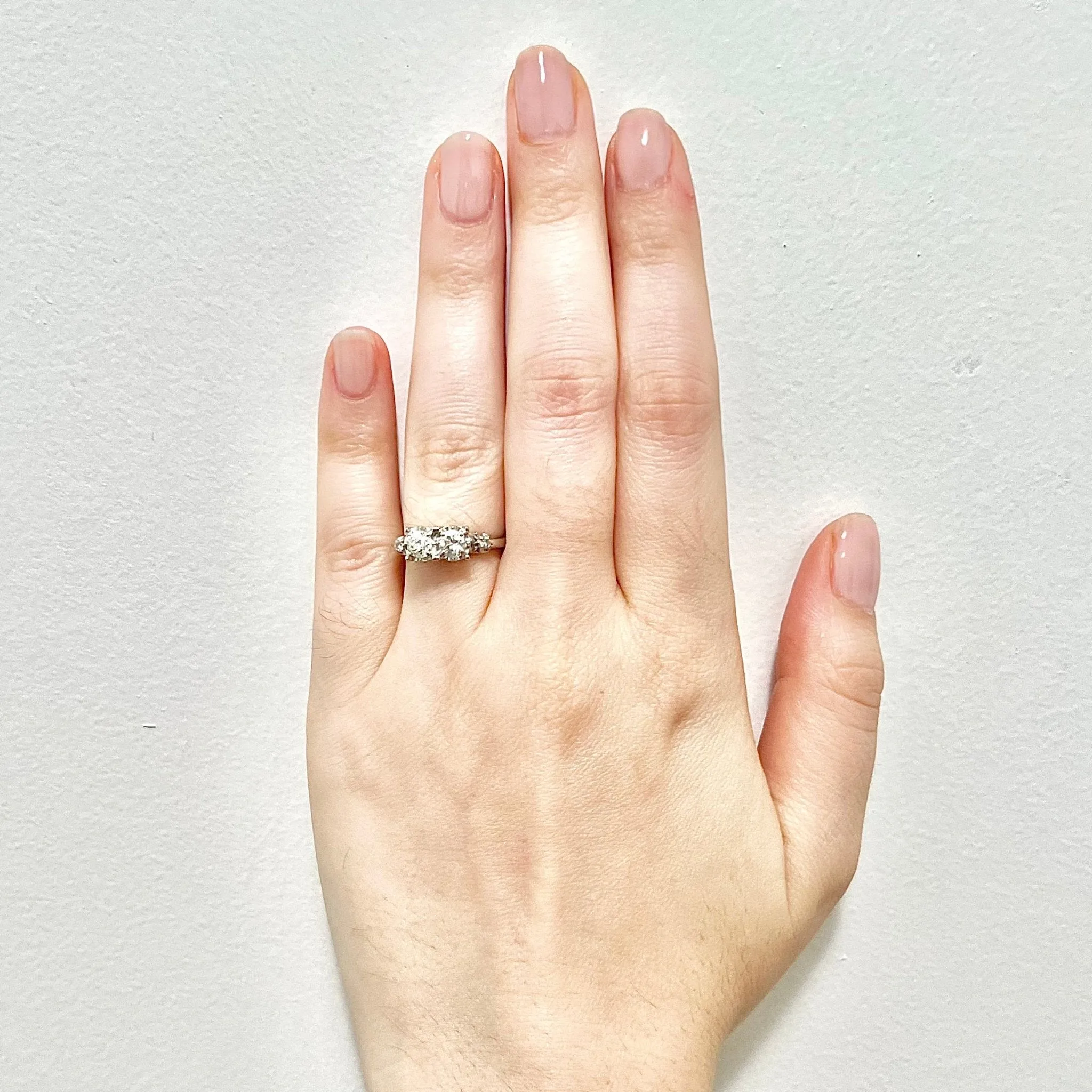 Vintage Late Art Deco 14 Karat White Gold 0.70 Carat Diamond Toi Et Moi Ring