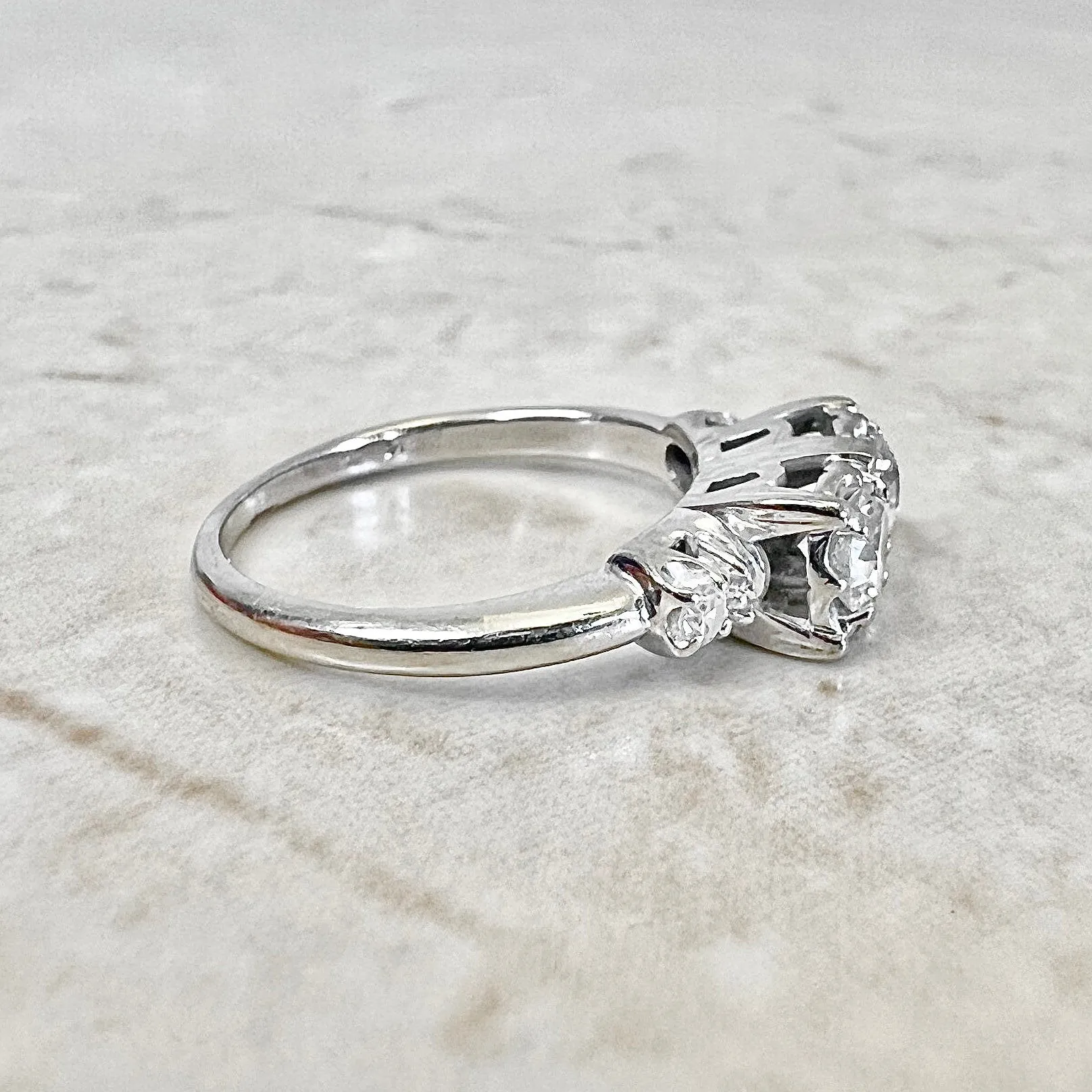 Vintage Late Art Deco 14 Karat White Gold 0.70 Carat Diamond Toi Et Moi Ring