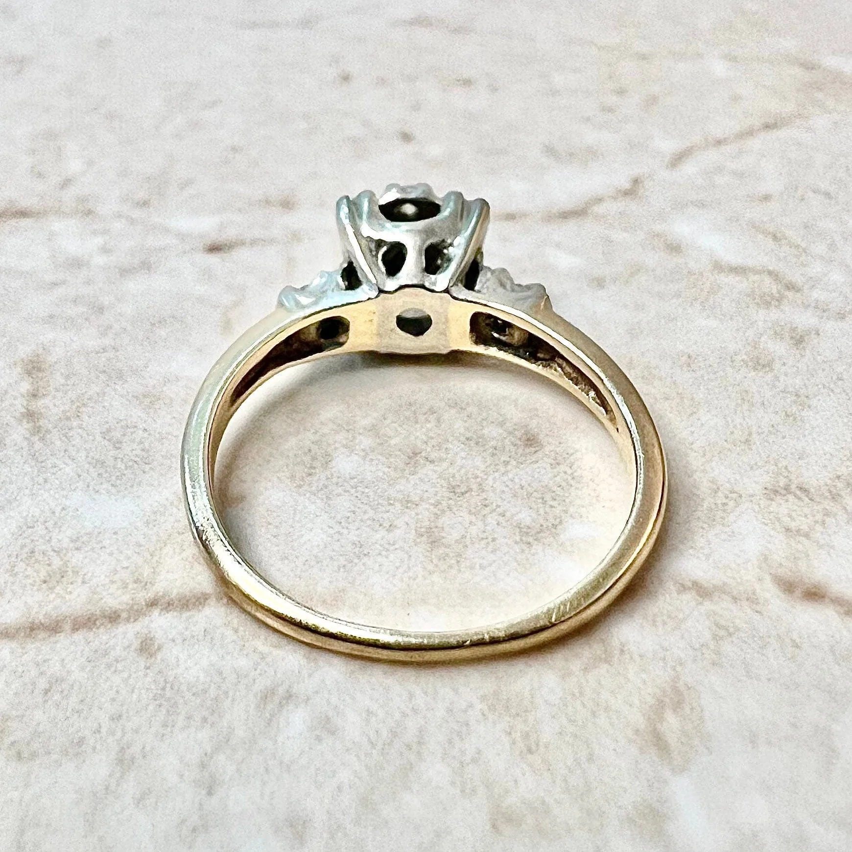 Vintage Retro 14 Karat Yellow & White Gold Diamond Cluster Ring