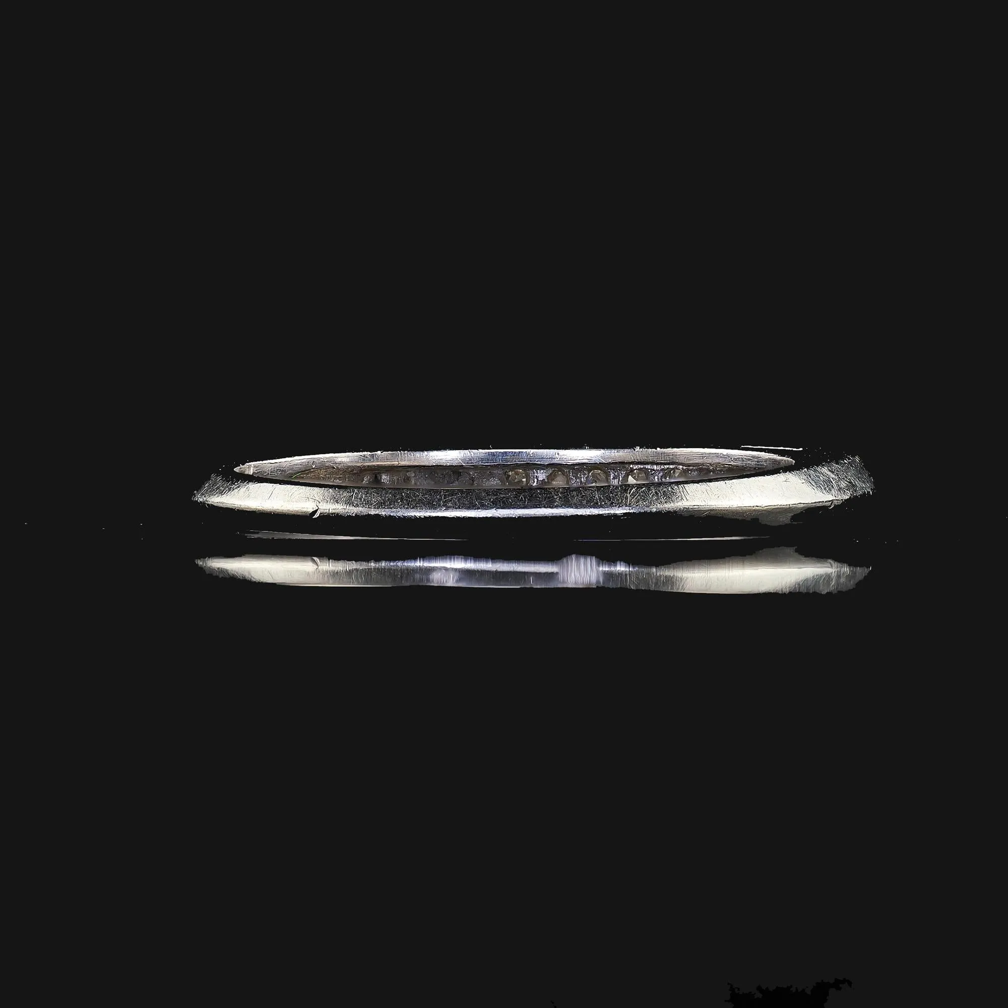 Vintage Retro Platinum Single Cut Diamond Engraved Wedding Band - Size 6 1/4