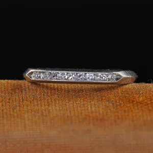Vintage Retro Platinum Single Cut Diamond Engraved Wedding Band - Size 6 1/4