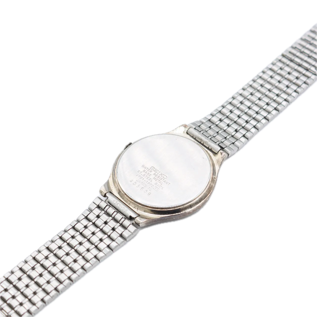 Vintage Seiko V701-1P70 Honeycomb Dial Men's Quartz Wristwatch Japan Steel
