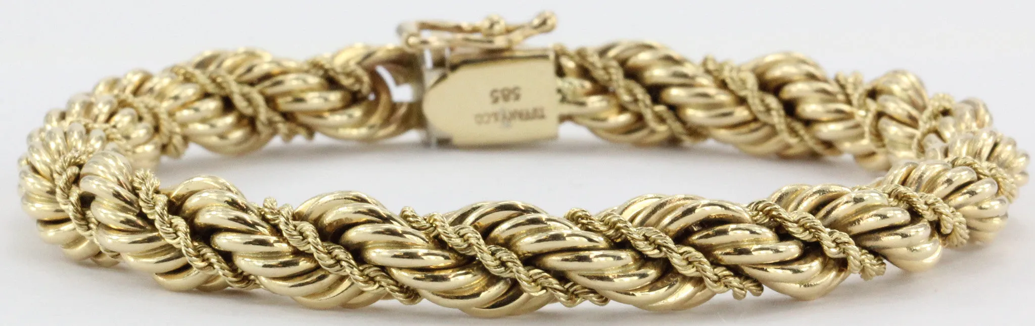 Vintage Tiffany & Co 14K Gold Thick Rope Bracelet 7.5"