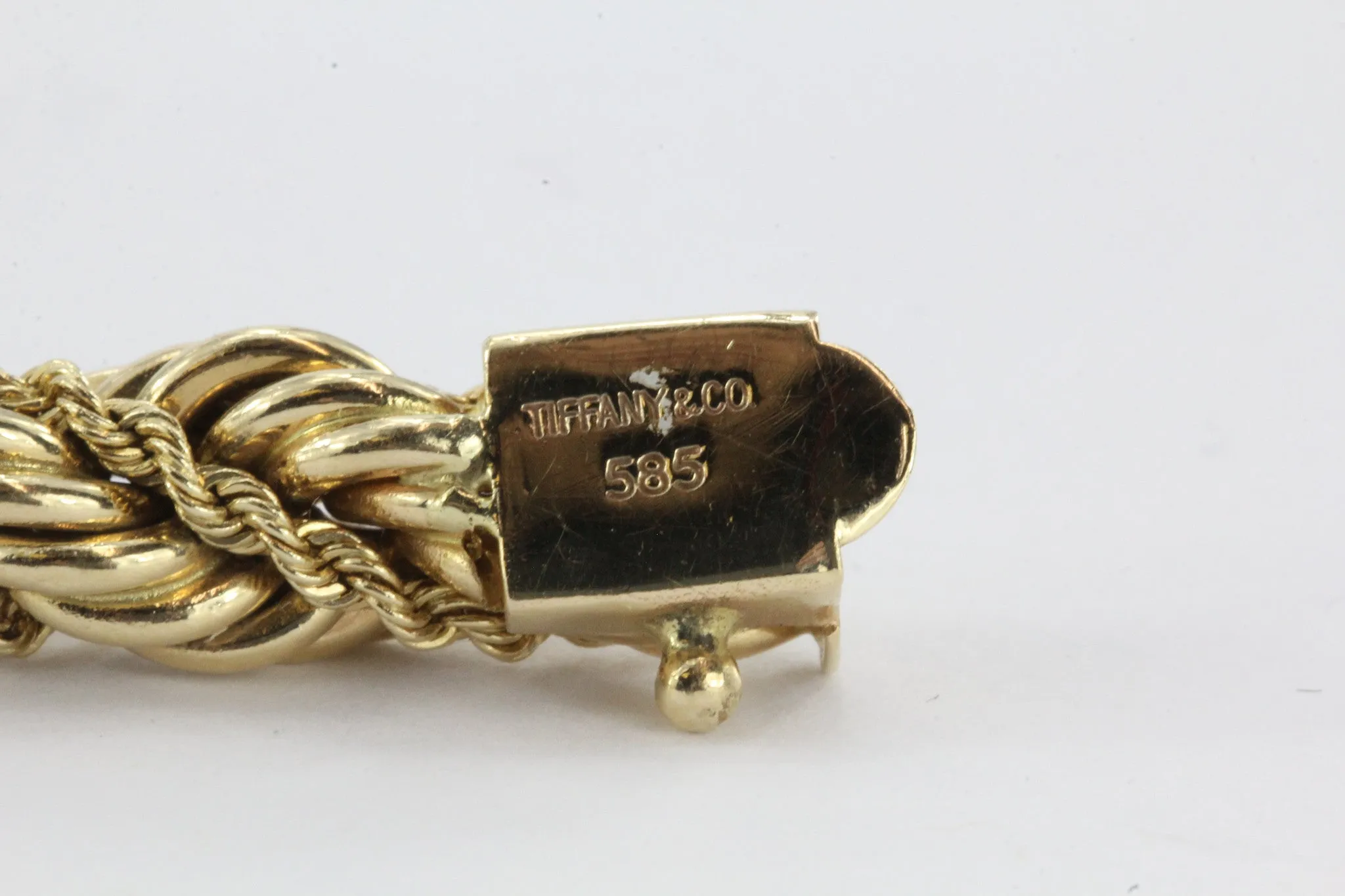 Vintage Tiffany & Co 14K Gold Thick Rope Bracelet 7.5"