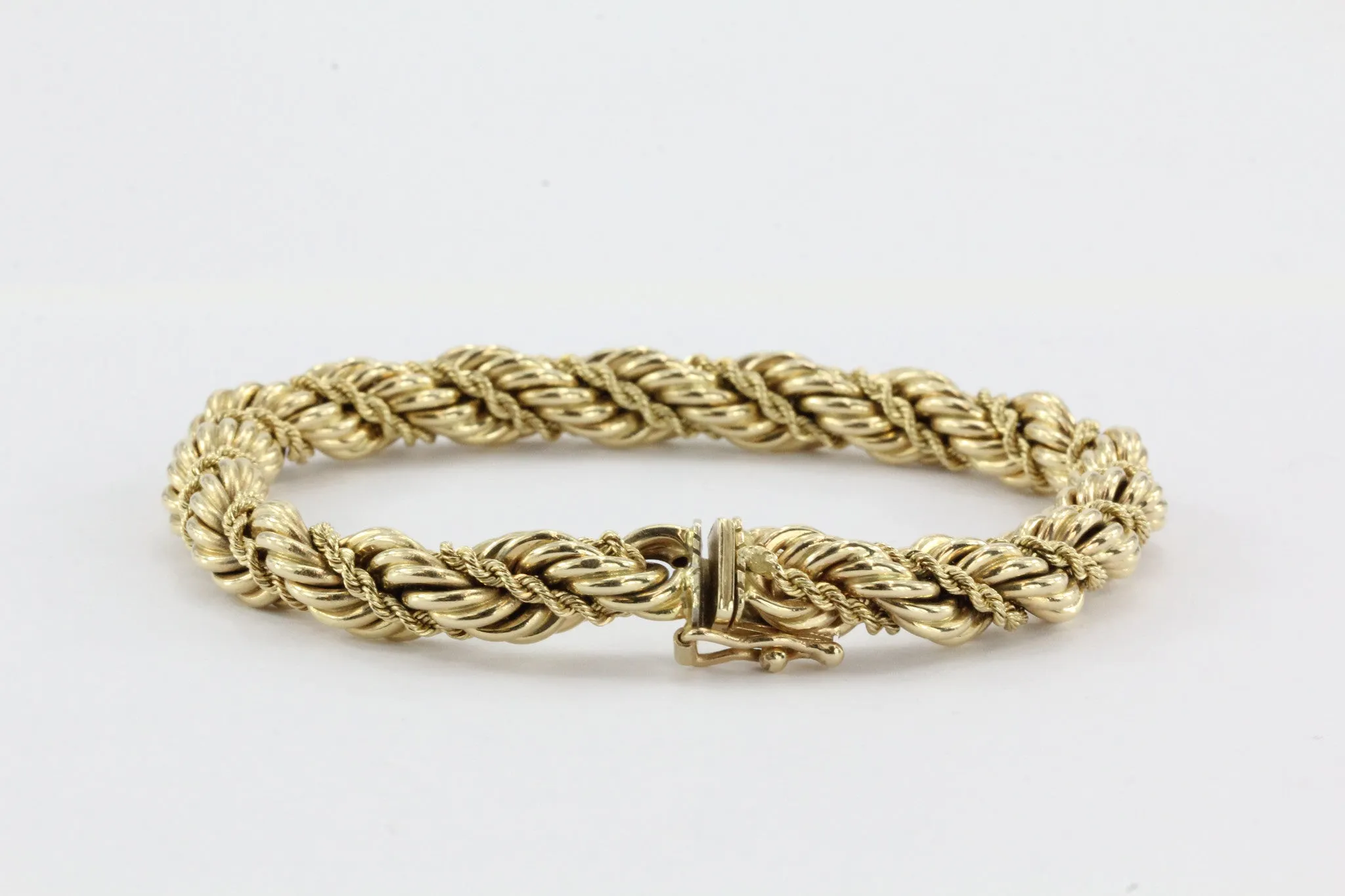 Vintage Tiffany & Co 14K Gold Thick Rope Bracelet 7.5"