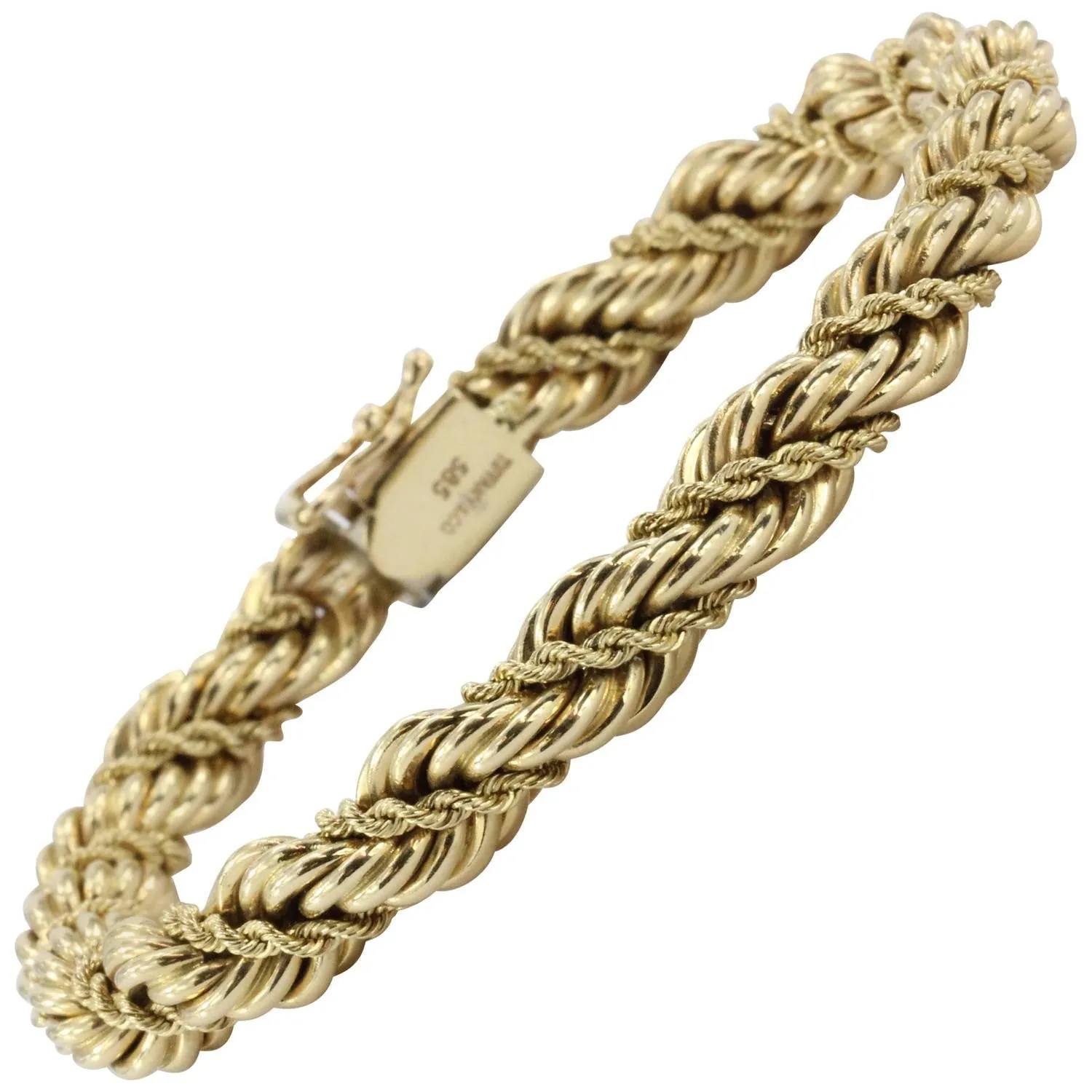 Vintage Tiffany & Co 14K Gold Thick Rope Bracelet 7.5"
