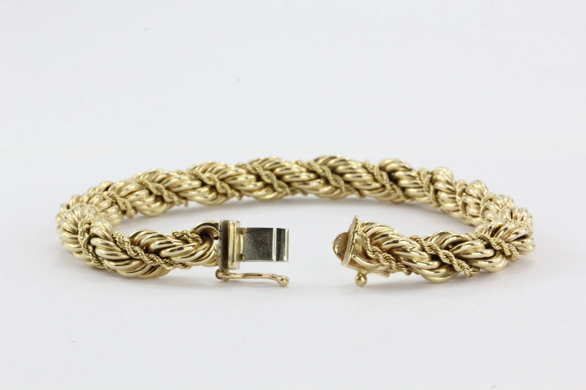 Vintage Tiffany & Co 14K Gold Thick Rope Bracelet 7.5"