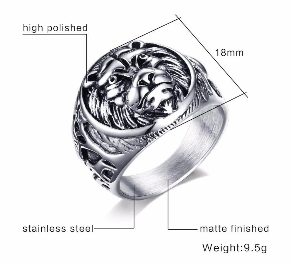 Vnox Conquering Lion Ring | Men's Jewelry