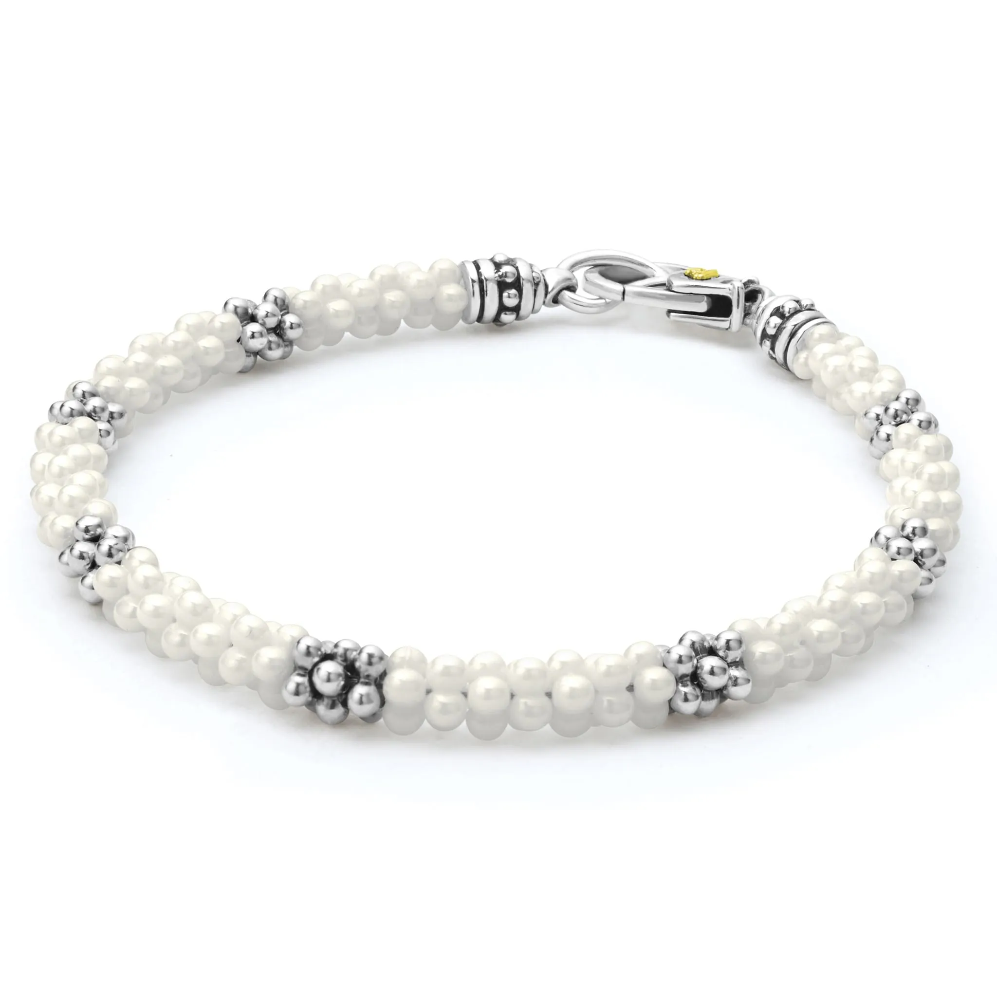 White Caviar White Seven Silver Station Ceramic Bracelet | 5mm