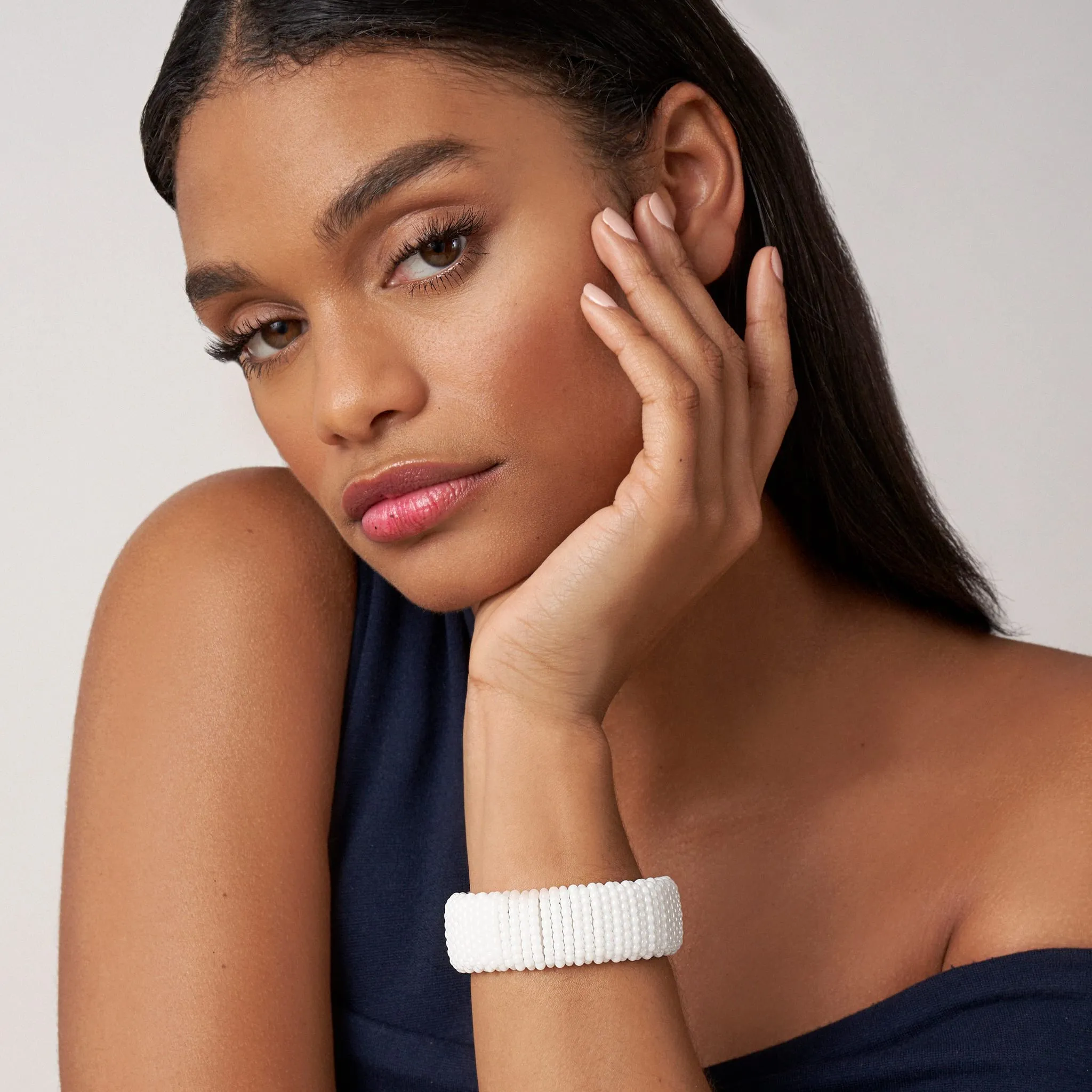 White Caviar White Statement Ceramic Caviar Bracelet | 23mm