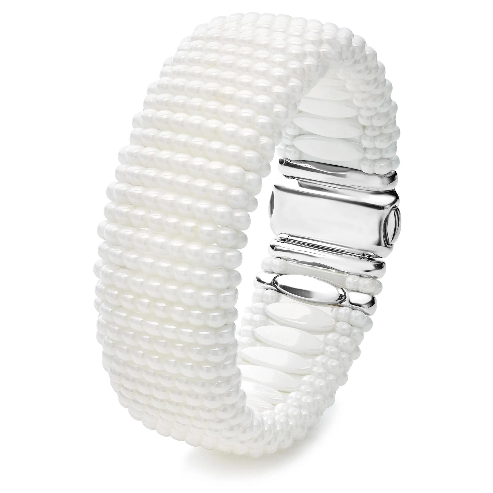 White Caviar White Statement Ceramic Caviar Bracelet | 23mm