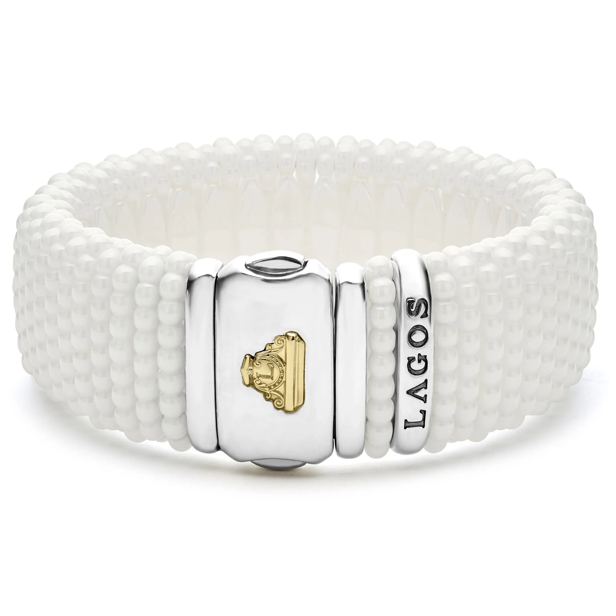 White Caviar White Statement Ceramic Caviar Bracelet | 23mm