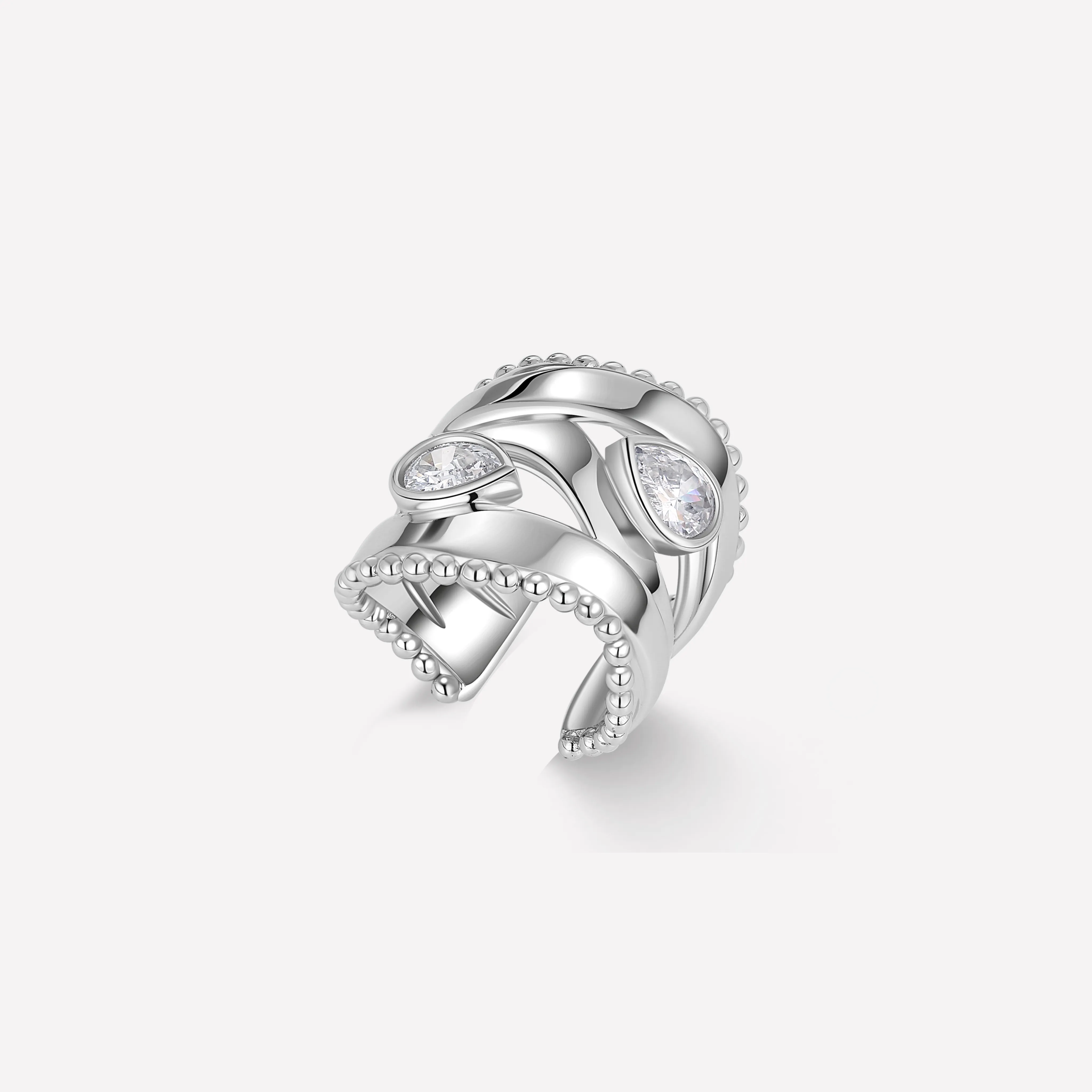White Gold Plated Droplets Ring