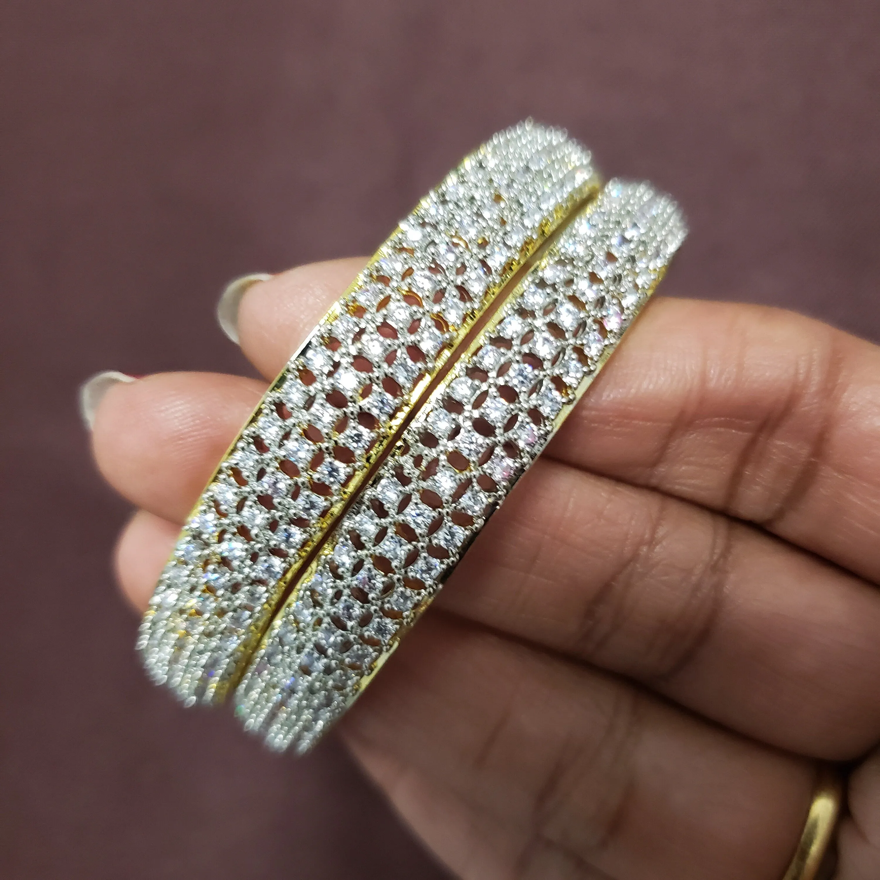 White Stone Indian Bangles