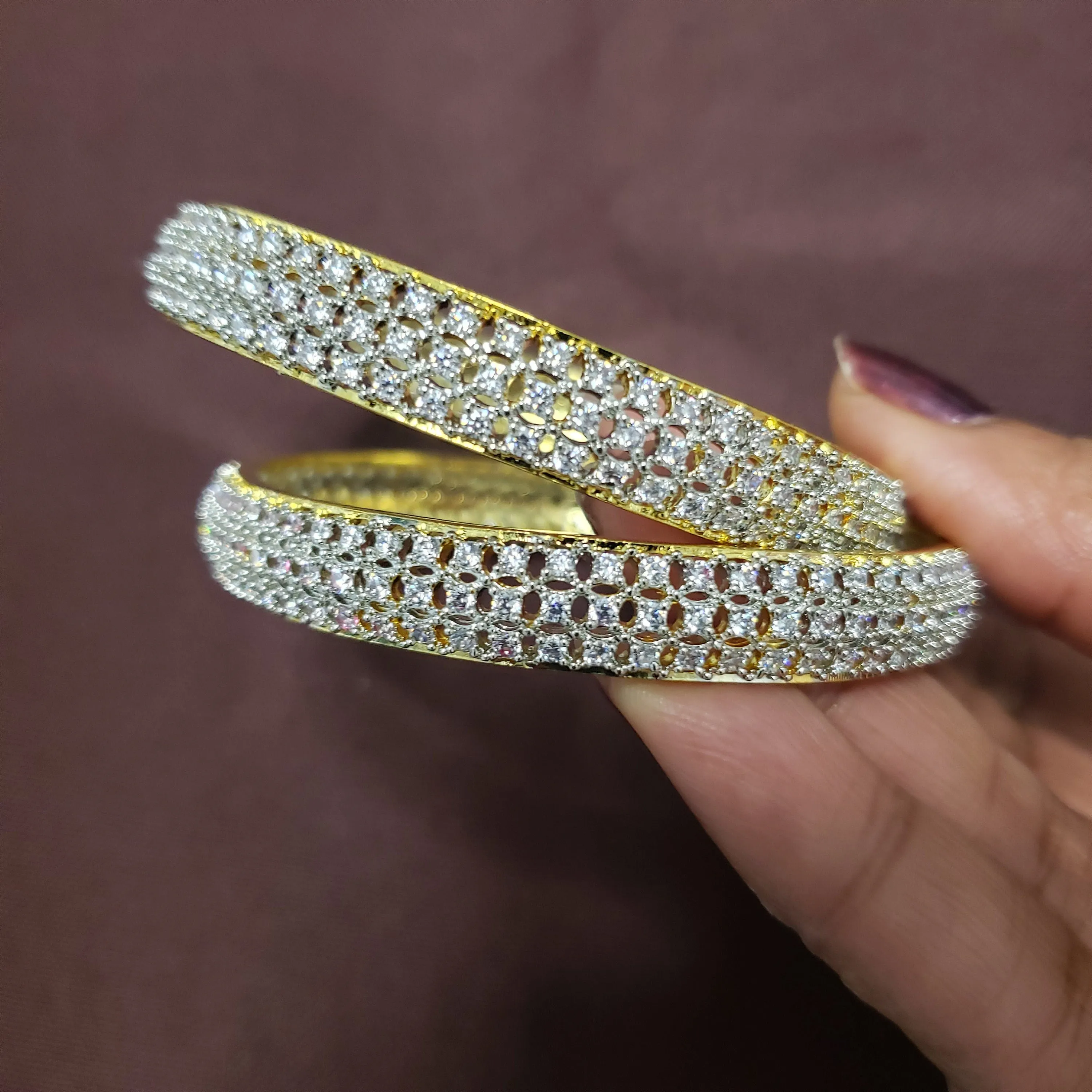 White Stone Indian Bangles