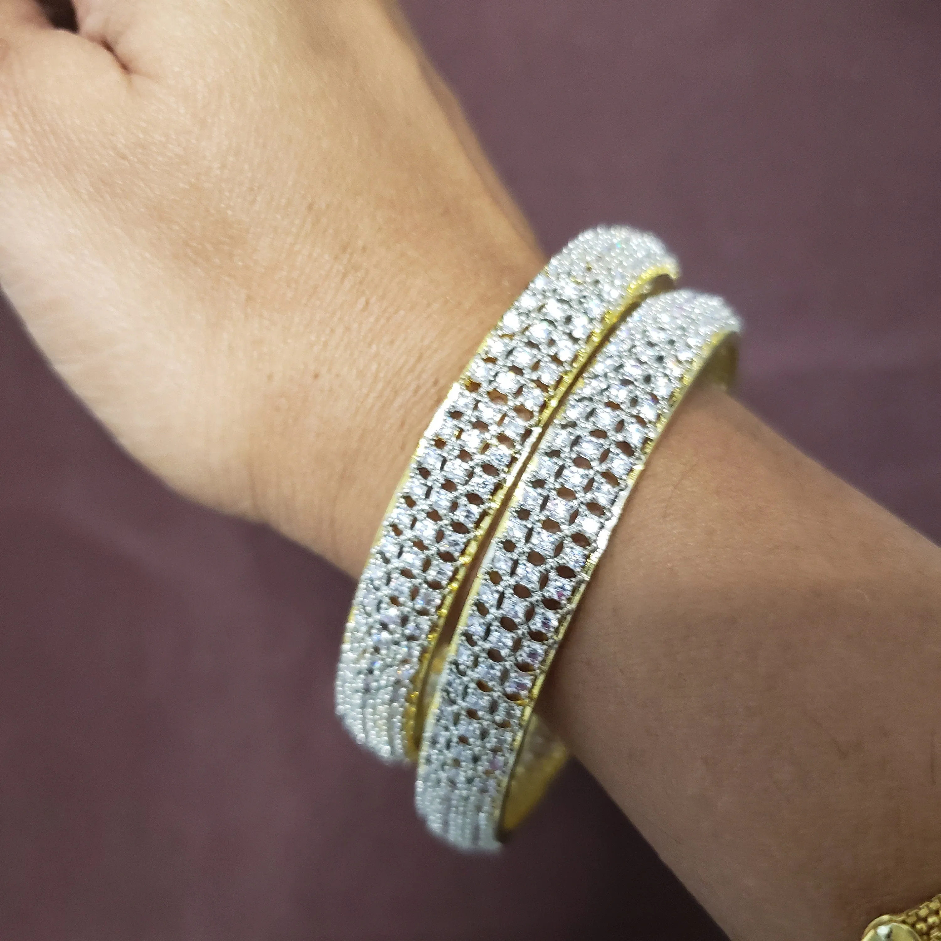 White Stone Indian Bangles