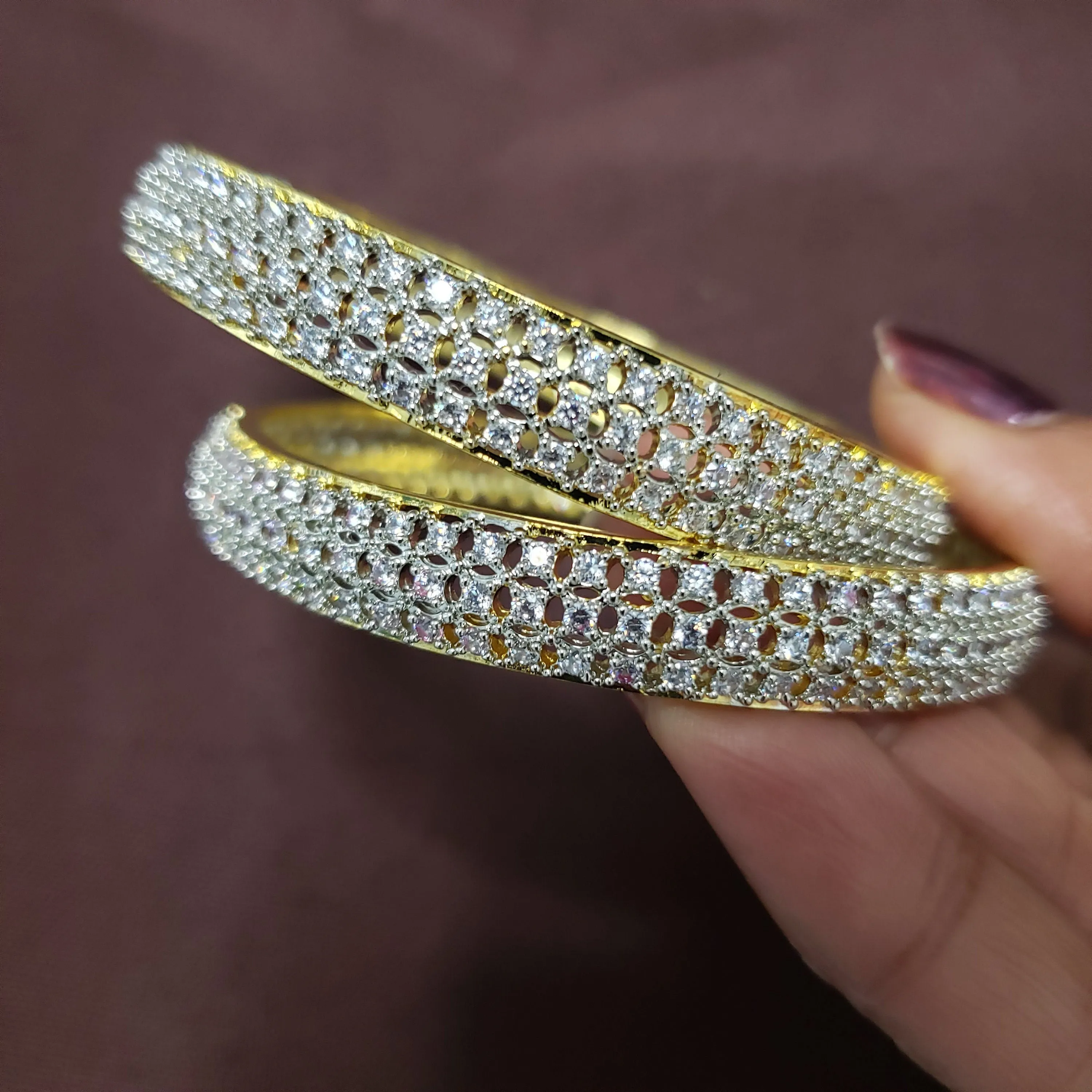 White Stone Indian Bangles