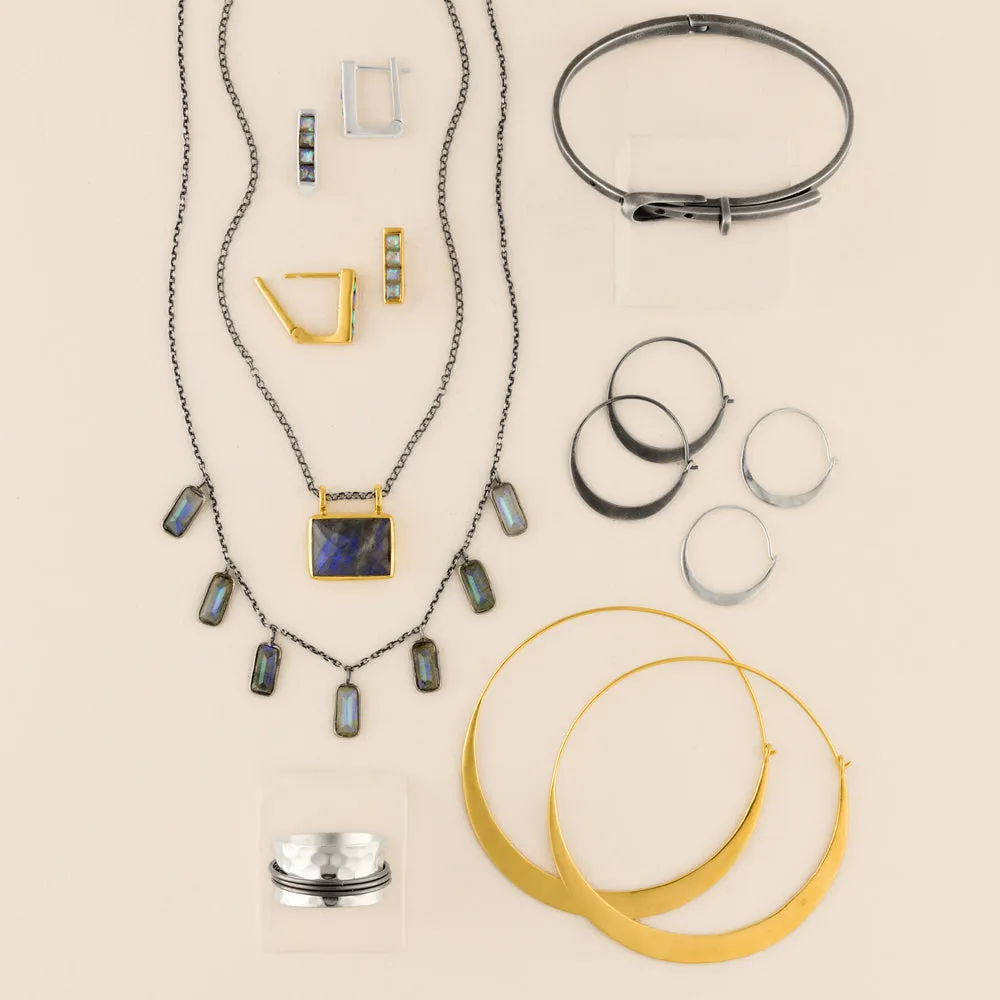 Window to the Soul Necklace in Labradorite & Gold & Antiqued Silver