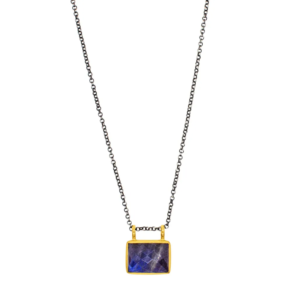 Window to the Soul Necklace in Labradorite & Gold & Antiqued Silver