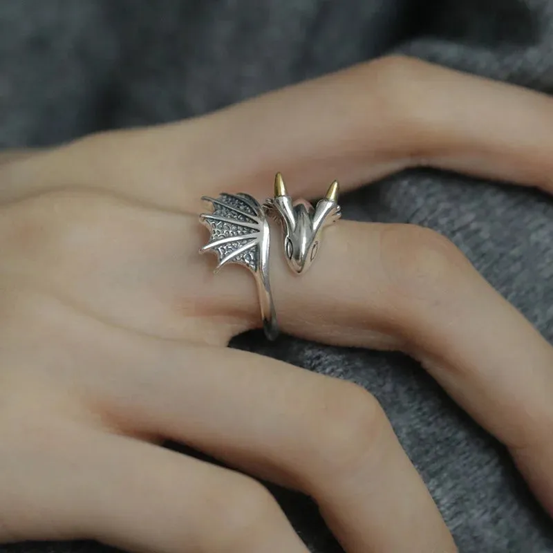 Wing Dragon Punk Ring for Women Girl Party Gift  Retro Hiphop