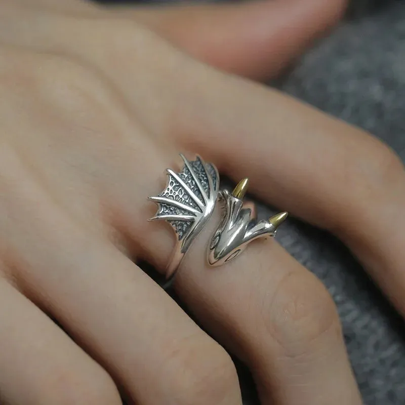 Wing Dragon Punk Ring for Women Girl Party Gift  Retro Hiphop