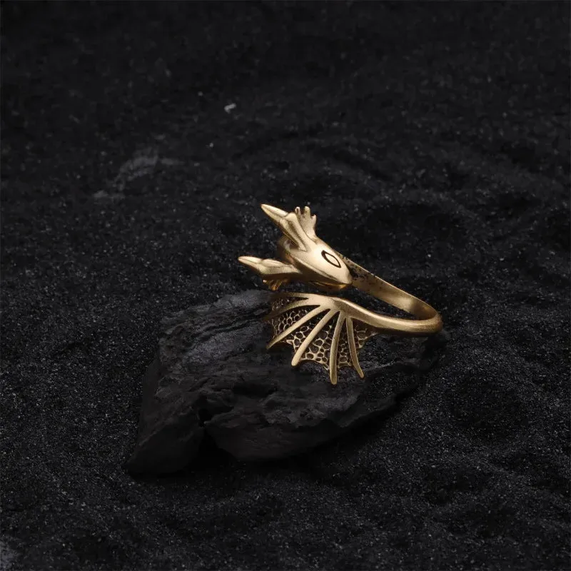 Wing Dragon Punk Ring for Women Girl Party Gift  Retro Hiphop