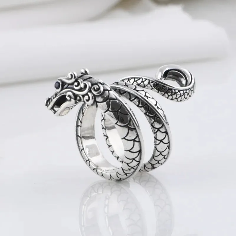 Wing Dragon Punk Ring for Women Girl Party Gift  Retro Hiphop