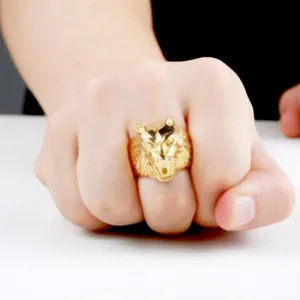 Wolf Men's Punk Ring Stainless Steel Vintage Retro Gothic Jewelry Size 7-13