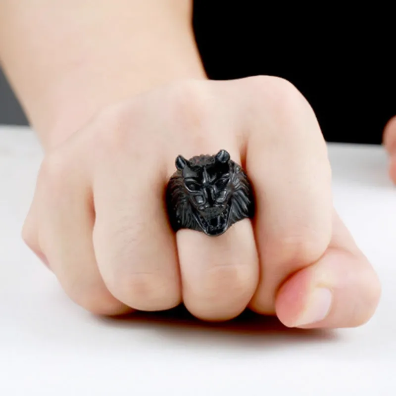 Wolf Men's Punk Ring Stainless Steel Vintage Retro Gothic Jewelry Size 7-13