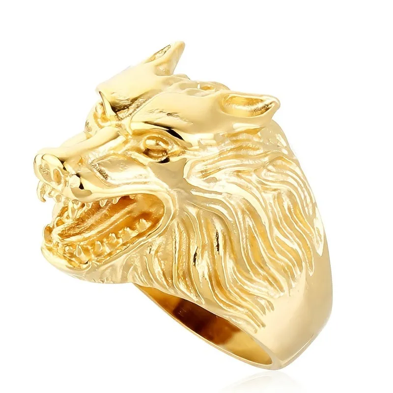 Wolf Men's Punk Ring Stainless Steel Vintage Retro Gothic Jewelry Size 7-13
