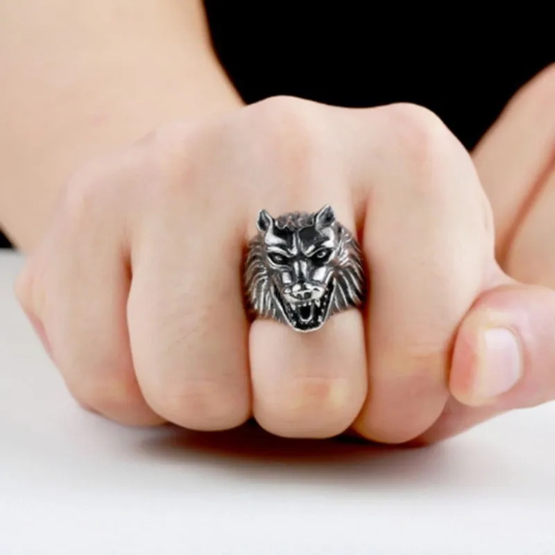 Wolf Men's Punk Ring Stainless Steel Vintage Retro Gothic Jewelry Size 7-13