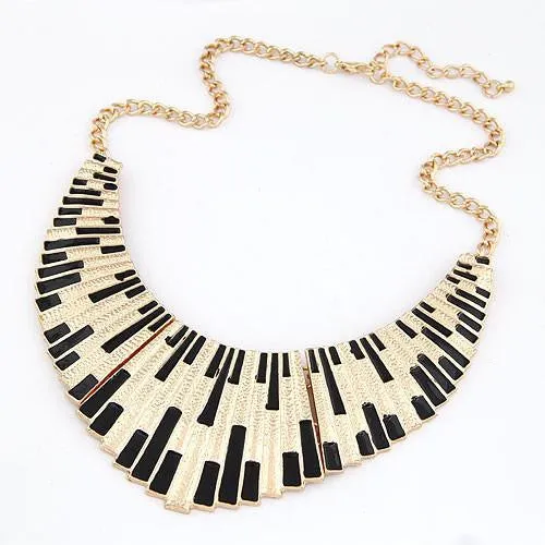 Women Men Jewelry Punk Gold Plated Fanshaped Torques Enamel Statement Necklaces Pendants