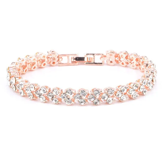 Women New Fashion Roman Style Woman Crystal 925 Sterling Silver Bracelet For Women Girls Jewelry Bracelets Pulseras Mujer z0515