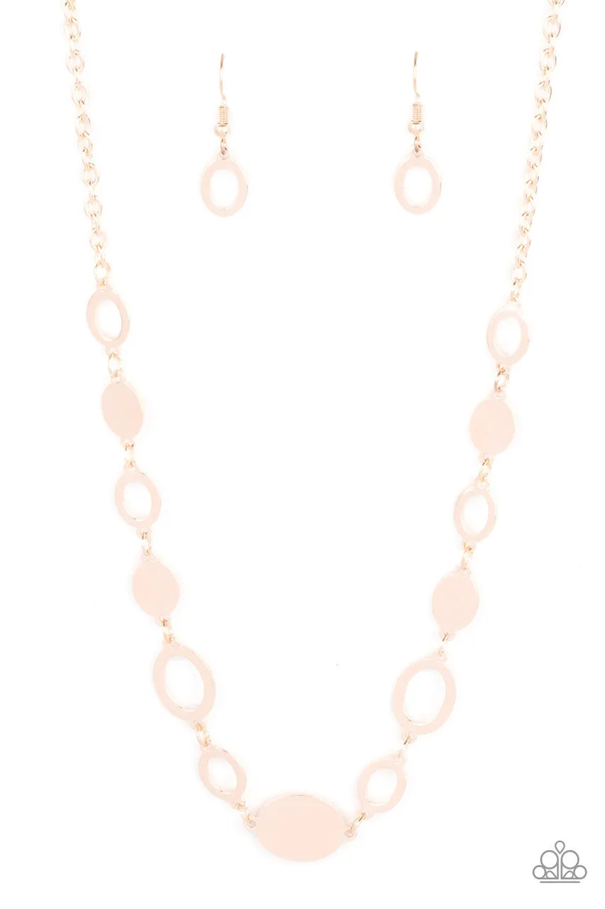 Working OVAL-time Rose Gold Paparazzi Necklace