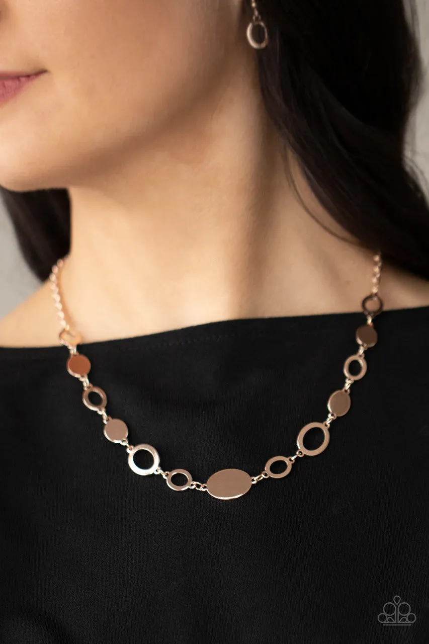Working OVAL-time Rose Gold Paparazzi Necklace