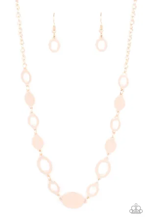 Working OVAL-time Rose Gold Paparazzi Necklace