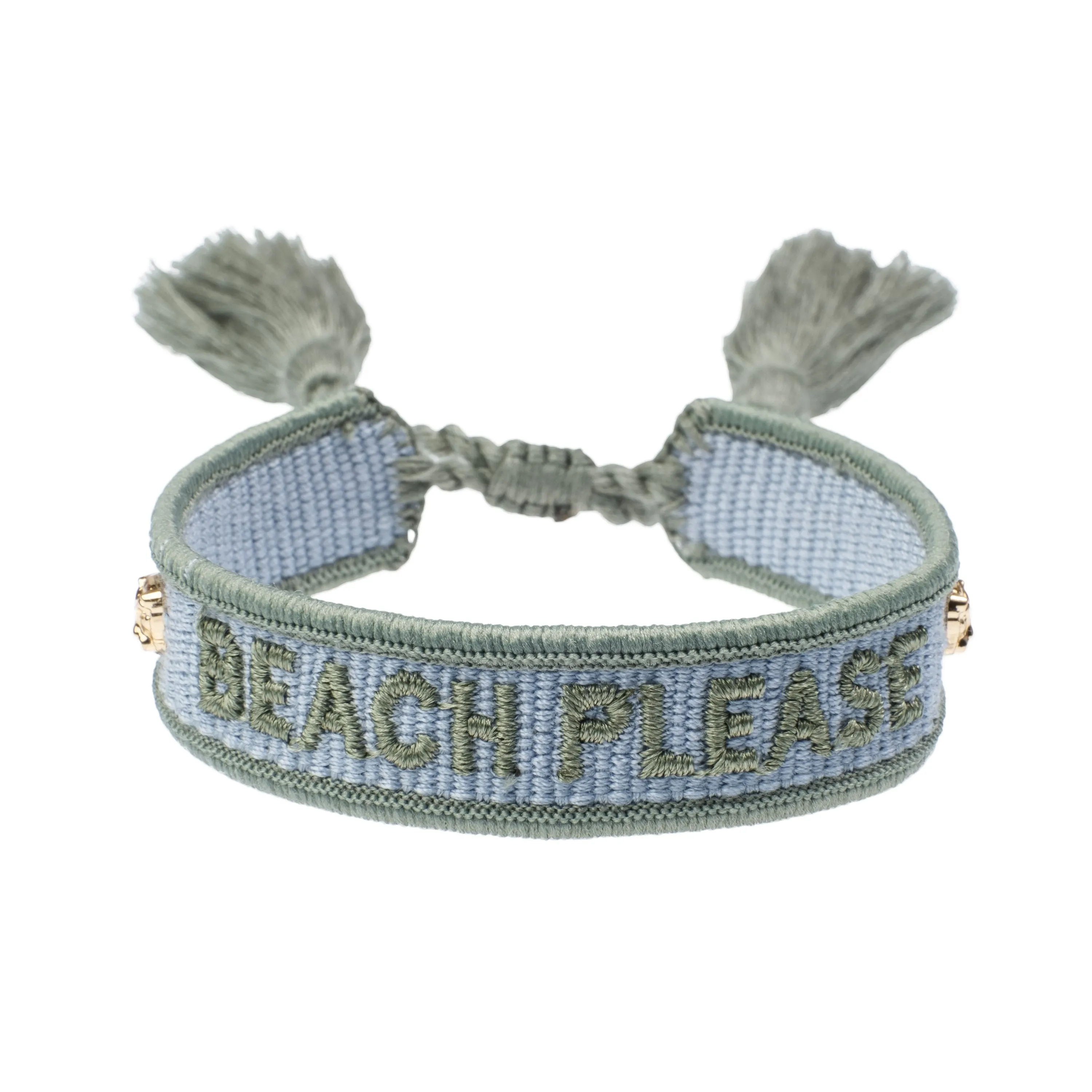 WOVEN FRIENDSHIP BRACELET THIN "Beach Please" Cool Blue & Milieu Green
