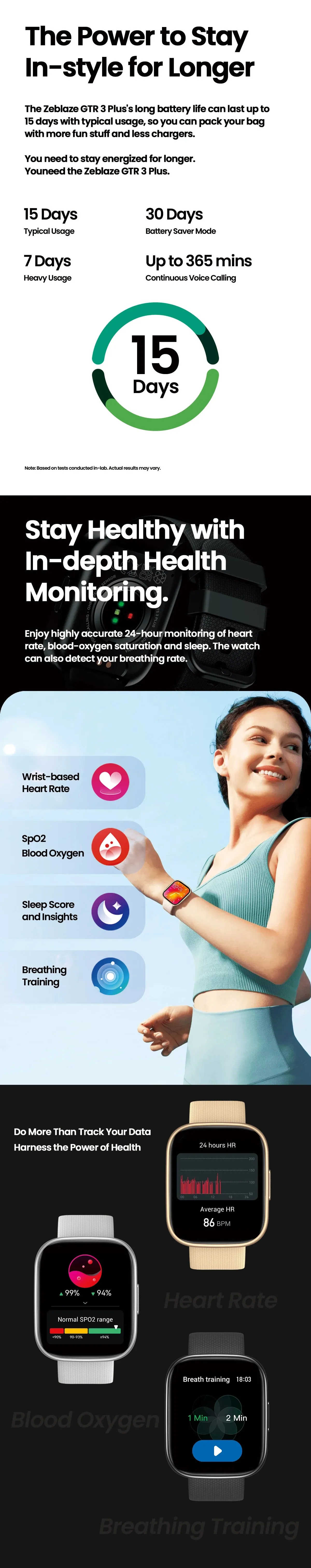 ZEBLAZE GTS 3 Plus 2.15" HD AMOLED Smart Watch