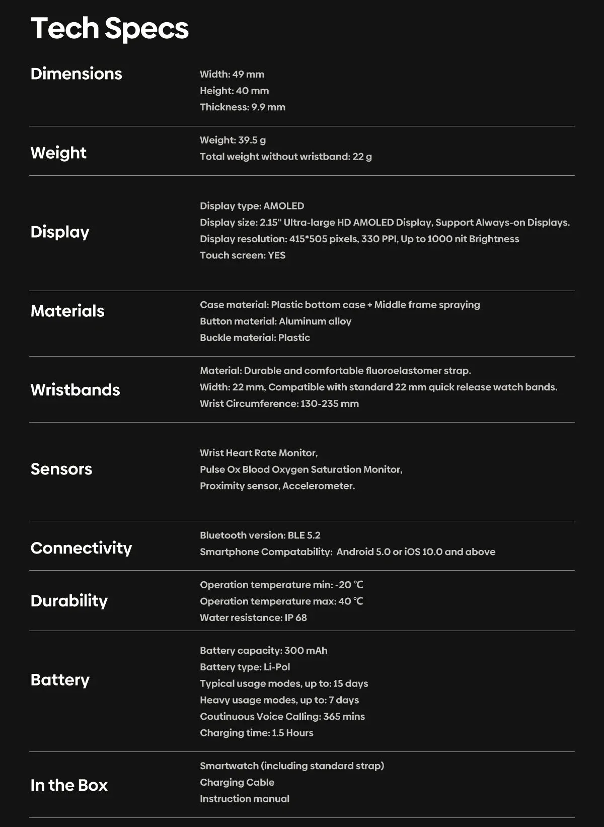 ZEBLAZE GTS 3 Plus 2.15" HD AMOLED Smart Watch