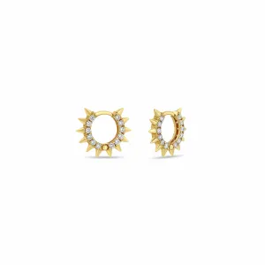 Zoe Chicco 14K Yellow Gold Spiked Hinged Pave Diamond Hoop Earrings